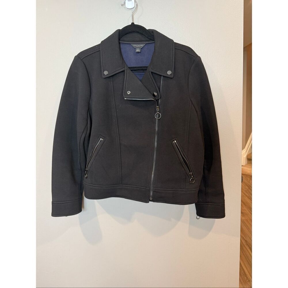 Ann Taylor 16 Petite Black Moto Jacket